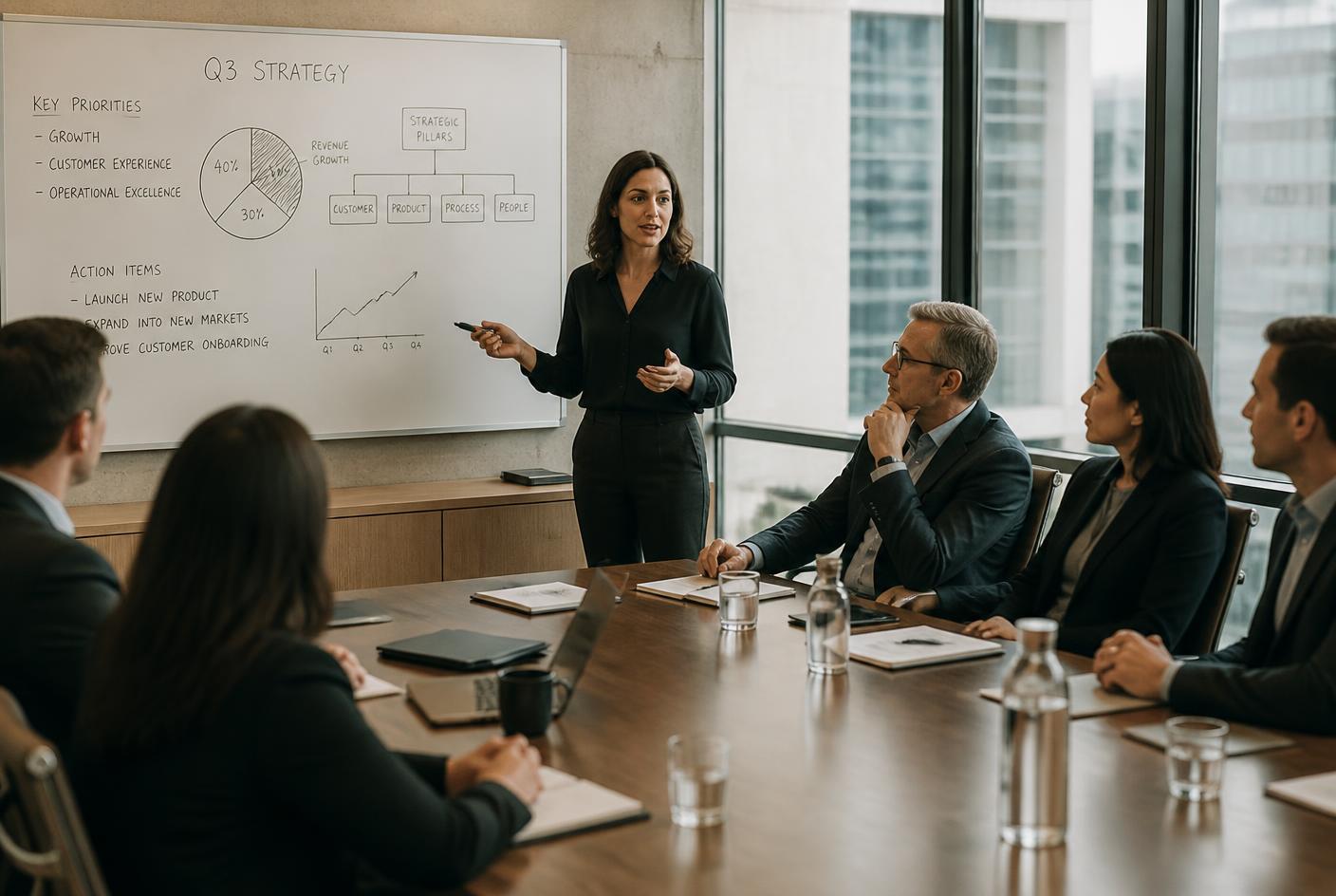 A boardroom strategy workshop in progress